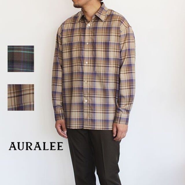 トップスAURALEE SUPER LIGHT WOOL CHECK SHIRTS 3