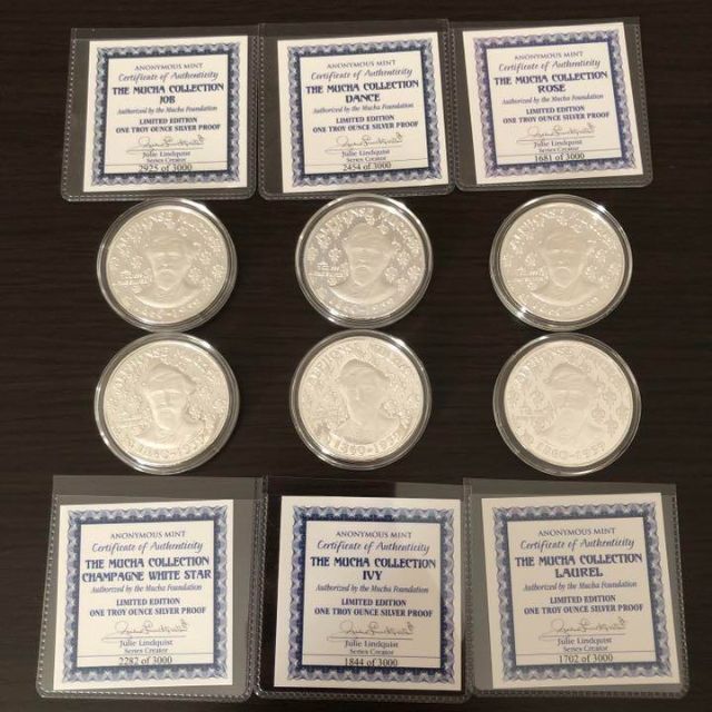 6枚セット ミュシャ コレクション 2017 アメリカ 銀貨 コイン 1オンス