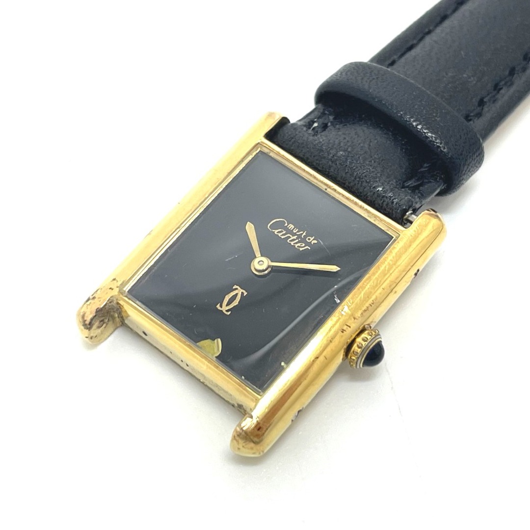 カルティエ CARTIER マストタンク 手巻き 腕時計 SV925 ゴールドアナログ表示文字盤カラー