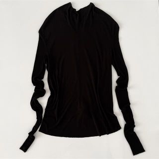 リックオウエンス(Rick Owens)のrick Owens リックオウエンス シルク 長袖 Tシャツ 黒 ユニセックス(カットソー(長袖/七分))