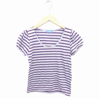 ビームスボーイ(BEAMS BOY)のビームスボーイ Tシャツ カットソー ボーダー 丸首 半袖 グレー パープル(Tシャツ(半袖/袖なし))