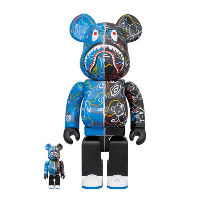 エンタメ/ホビーBAPE BE@RBRICK LINE CAMO SHARK 100％＆400％