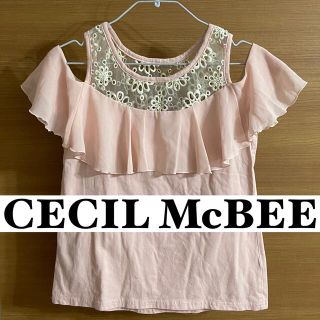 セシルマクビー(CECIL McBEE)の【CECIL McBEE】トップス レース フリル カットソー M ピンク(カットソー(半袖/袖なし))