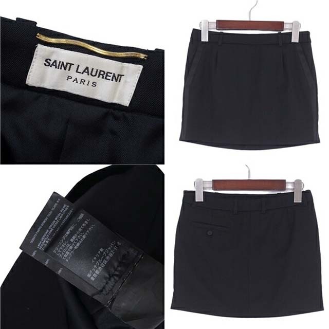 Saint Laurent(サンローラン)のサンローラン パリ スカート ウール シルク ショート丈 タイト イタリア製 レディースのスカート(ひざ丈スカート)の商品写真