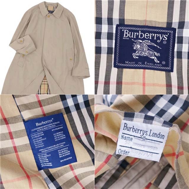 BURBERRY(バーバリー)のバーバリー コート 英国製 ステンカラー バルマカーン メンズ 裏チェック メンズのジャケット/アウター(ステンカラーコート)の商品写真