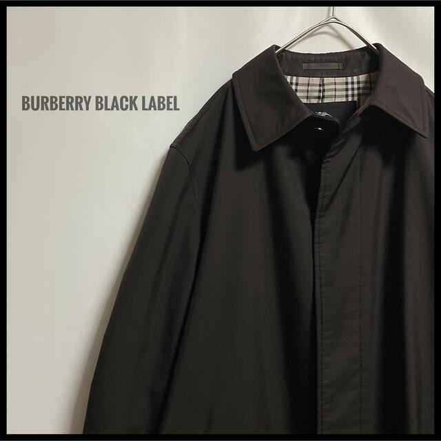 柔らかな質感の BURBERRY BLACK ステンカラーコート ノバチェック 茶色