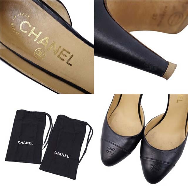 CHANEL(シャネル)のシャネル パンプス G26704 ココマーク キャップトゥ カーフレザー ヒール レディースの靴/シューズ(ハイヒール/パンプス)の商品写真