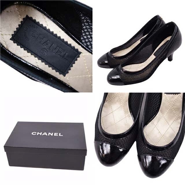 CHANEL(シャネル)のシャネル パンプス ココマーク メッシュ パテントレザー エナメル シューズ レディースの靴/シューズ(ハイヒール/パンプス)の商品写真