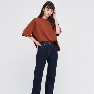 ユニクロ(UNIQLO)の売切品【ユニクロ】オーバーサイズＴ（5分袖）DARK ORANGE L(Tシャツ(半袖/袖なし))