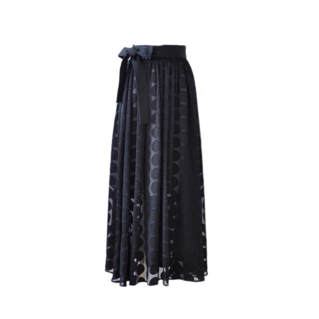 OBLI(オブリ)のオブリ obli   ribbon dot skirt/black レディースのスカート(ロングスカート)の商品写真