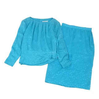 ジバンシィ(GIVENCHY)のジバンシー セットアップ スカートスーツ シルク 総柄 14 ターコイズブルー(スーツ)