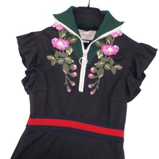 Gucci - グッチ ワンピース ドレス ハーフジップ エンブロイダリー 花