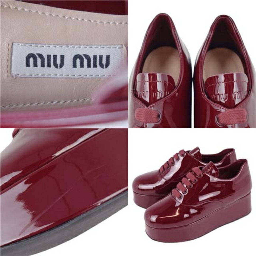 MIU MIU - ミュウミュウ シューズ レースアップ パテントレザー MIU MIU - ミュウミュウ シューズ レースアップ パテントレザー