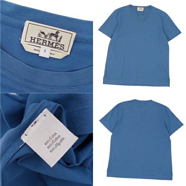 美品 エルメス HERMES Tシャツ 20SS カットソー IMPRIME HERMES ODYSEE Hロゴ トップス メンズ イタリア製 L ホワイト/ブルー