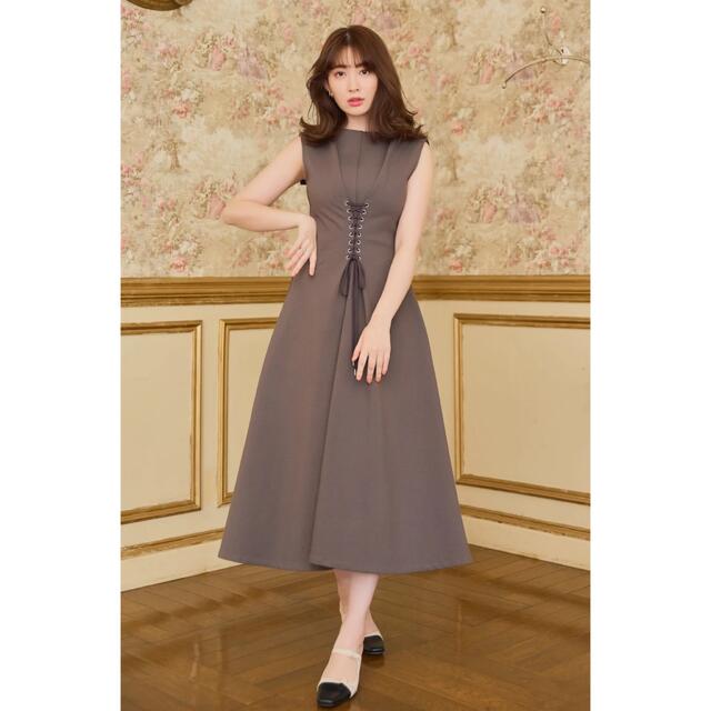 Herlipto front Lace-up midi dress ワンピースワンピース