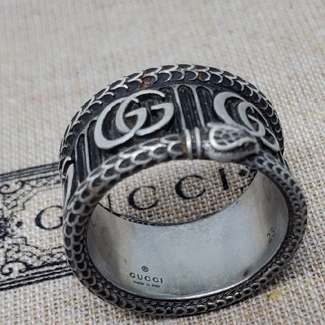 現行中古品】GUCCI ダブルG シルバー スネークリング 【23号レア】 大