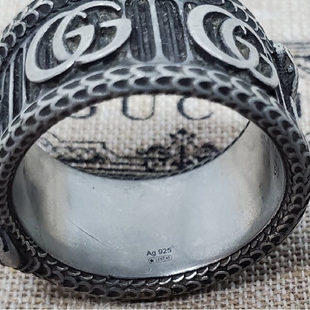 現行中古品】GUCCI ダブルG シルバー スネークリング 【23号レア】 大