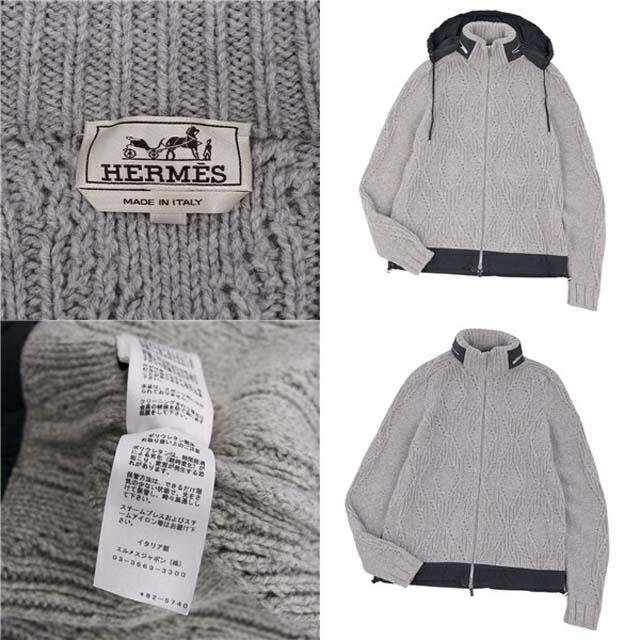 Hermes(エルメス)のエルメス ジャケット 18AW フード付き ニット ジップアップ アルパカ ヤク メンズのジャケット/アウター(ステンカラーコート)の商品写真