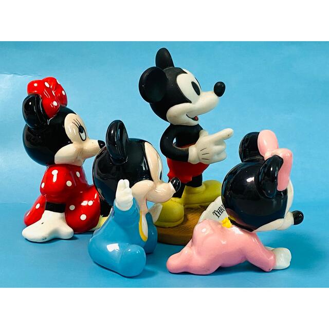 【 美品 】Disney 陶器製 ミッキー・ミニー & ベビーミッキー・ミニー