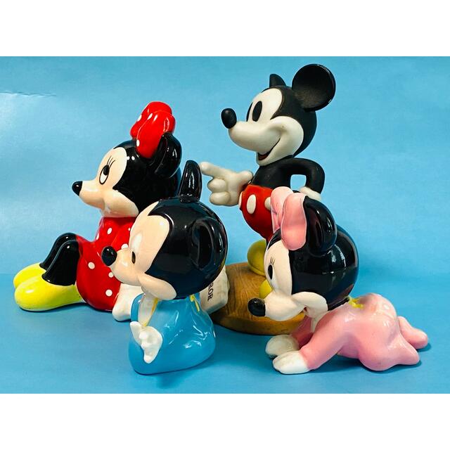 【 美品 】Disney 陶器製 ミッキー・ミニー & ベビーミッキー・ミニー