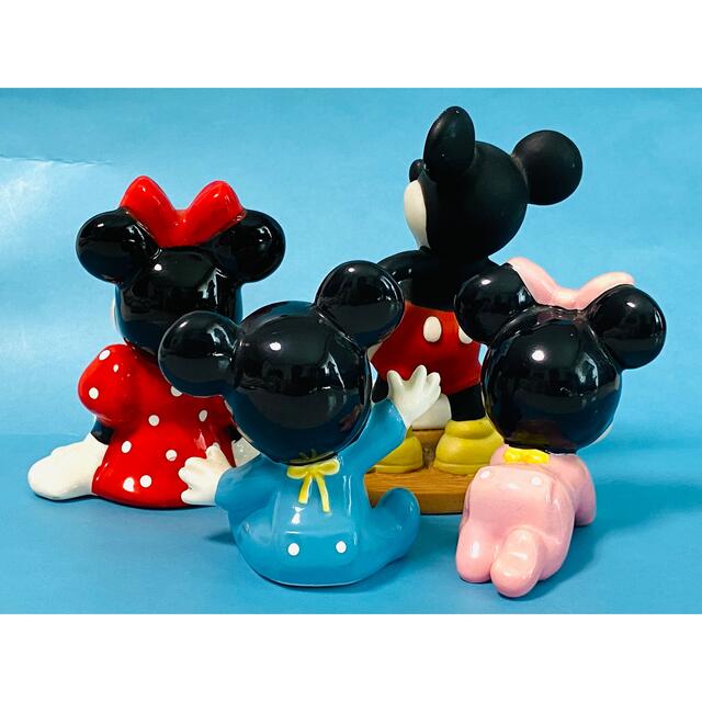 【 美品 】Disney 陶器製 ミッキー・ミニー & ベビーミッキー・ミニー