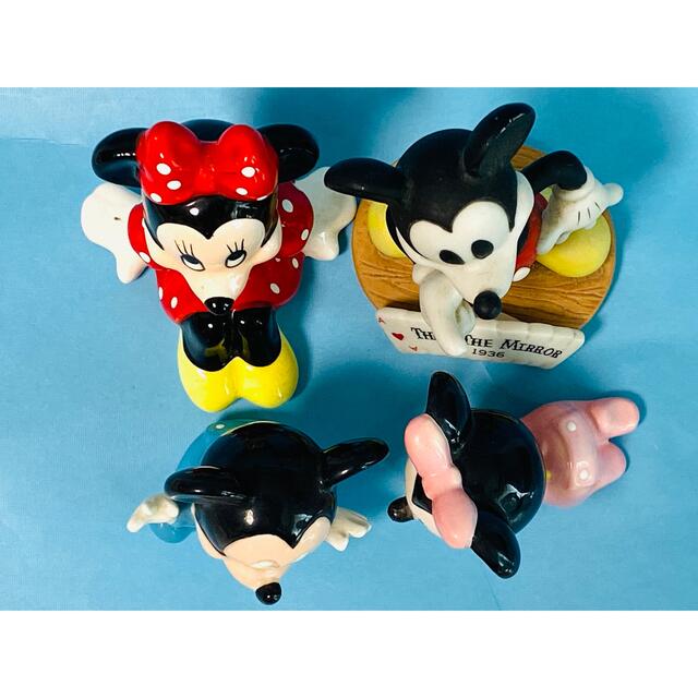 【 美品 】Disney 陶器製 ミッキー・ミニー & ベビーミッキー・ミニー