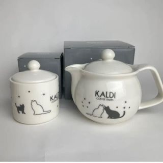 カルディ(KALDI)の新品　未使用　カルディ　ネコの日　紅茶セット　ティーポット　キャニスター　ネコ(食器)