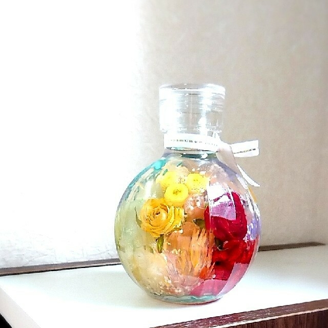 ハーバリウム ラグジュアリー系【キラキラ虹色の球体ボトル】 | www