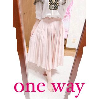 ワンウェイ(one*way)の4927.one way プリーツスカート ピンクベージュ 膝丈スカート(ひざ丈スカート)