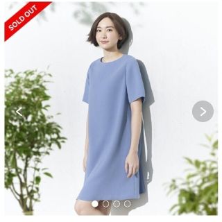 ユニクロ(UNIQLO)のUNIQLO クレープ フレア ワンピース(ひざ丈ワンピース)