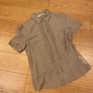 ザラ(ZARA)のZARA 半袖ブラウス　ライトモカブラウン(シャツ/ブラウス(半袖/袖なし))