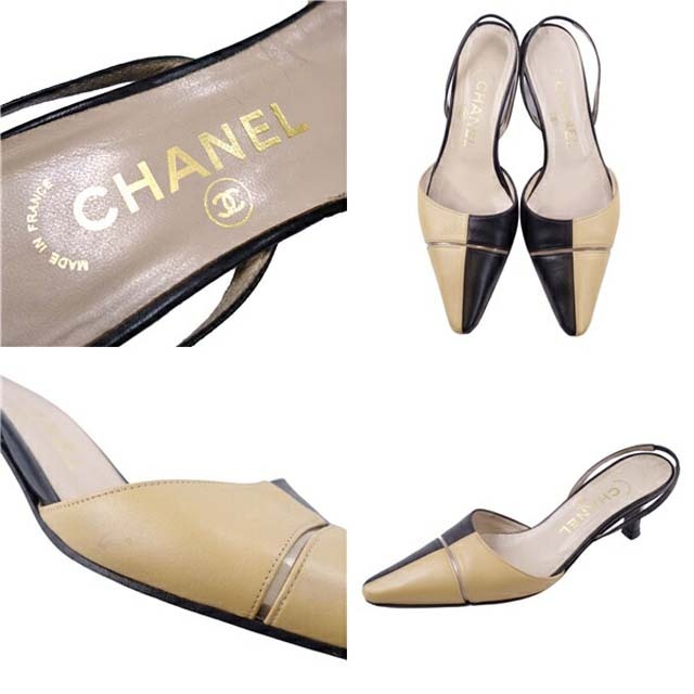 CHANEL(シャネル)のシャネル パンプス バイカラー ポインテッドトゥ レザー ヒール シューズ 靴 レディースの靴/シューズ(ハイヒール/パンプス)の商品写真