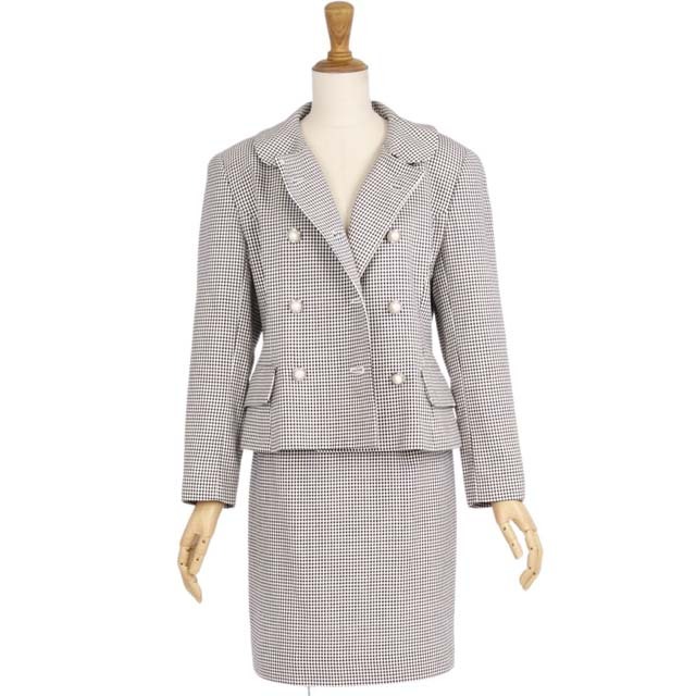極美品 courreges クレージュ シルク ウール 千鳥格子 ジャケット-
