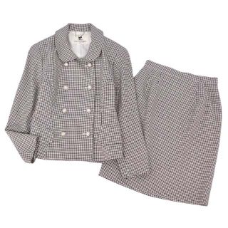 クレージュ(Courreges)のクレージュ スーツ ジャケット スカート セットアップ シルク ウール 千鳥格子(スーツ)