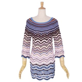 ミッソーニ(MISSONI)のミッソーニ ニット チュニック セーター ロング丈 総柄 レーヨン リネン(ニット/セーター)