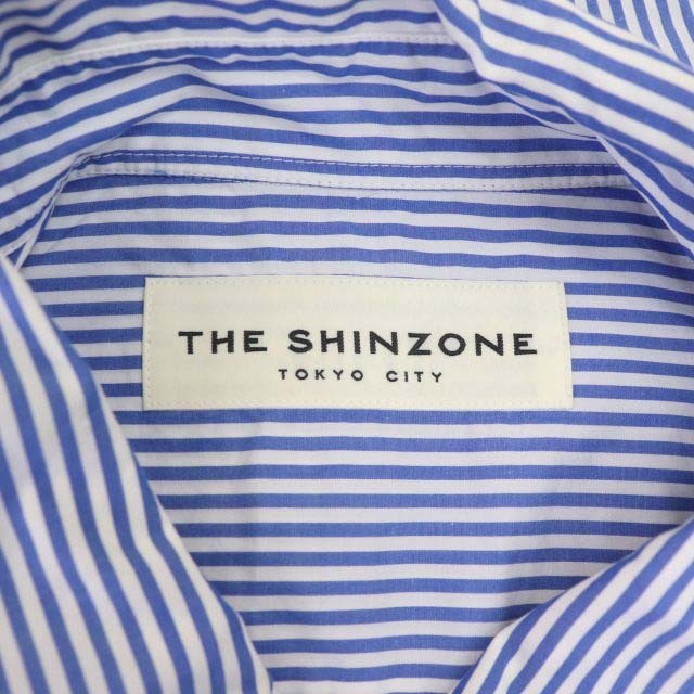 Shinzone(シンゾーン)のシンゾーン ウィンディーシャツ 長袖 ストライプ F 白 青 ホワイト ブルー レディースのトップス(シャツ/ブラウス(長袖/七分))の商品写真