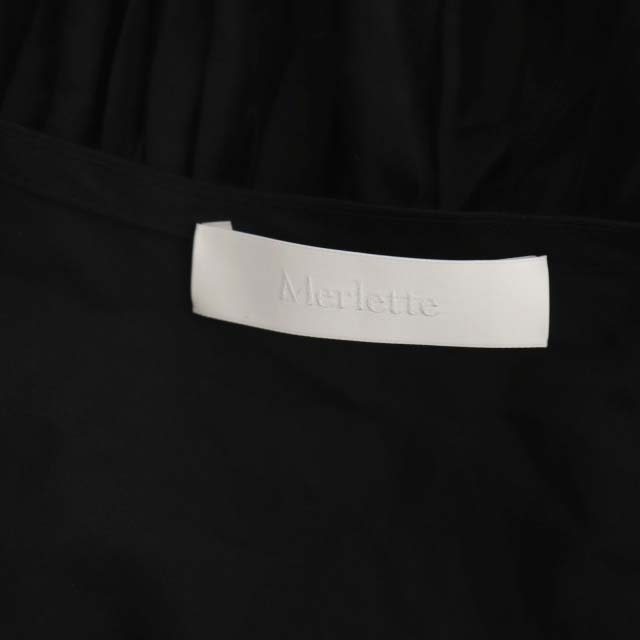 マーレット マーテルドレス ワンピース 膝丈 長袖 ギャザー フレア 前開き 黒 レディースのワンピース(ひざ丈ワンピース)の商品写真
