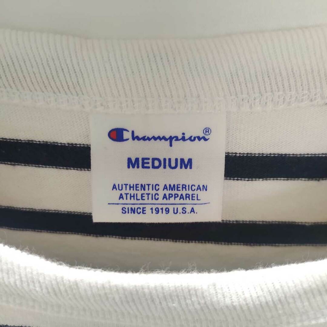 Champion(チャンピオン)のチャンピオン ポケット Tシャツ ボーダートップス M ホワイト C8-P337 メンズ メンズのトップス(その他)の商品写真