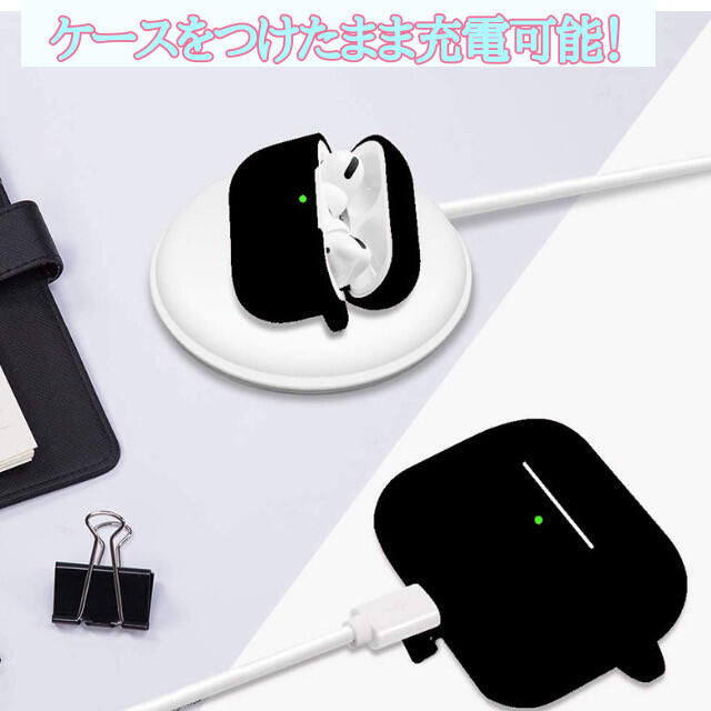 売れてます!!Airpodsケース☆ブラックカラー スマホ/家電/カメラのオーディオ機器(ヘッドフォン/イヤフォン)の商品写真