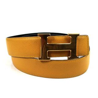 エルメス(Hermes)のエルメス コンスタンス ベルト ブラック×イエロー×ゴールド金具　サイズ70　p(ベルト)