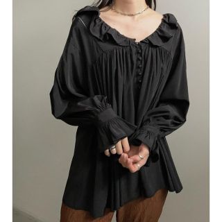 アメリヴィンテージ(Ameri VINTAGE)のAmeri◆NEGLIGEE LOOSE BLOUSE ブラック(シャツ/ブラウス(長袖/七分))