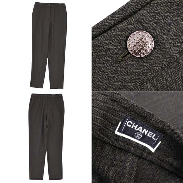 CHANEL(シャネル)のシャネル パンツ ロゴ メタルボタン ウール 裾ジップ レディース M相当 レディースのパンツ(ショートパンツ)の商品写真