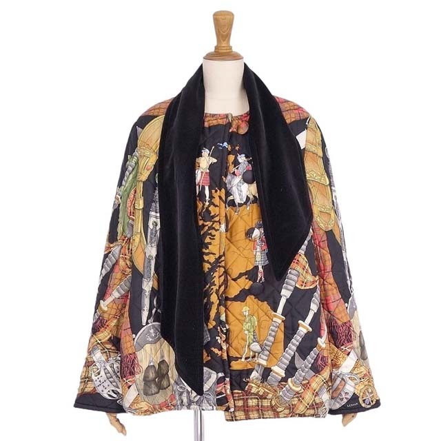 エルメス ジャケット コート リバーシブル シルク ベロア キルティング 総柄