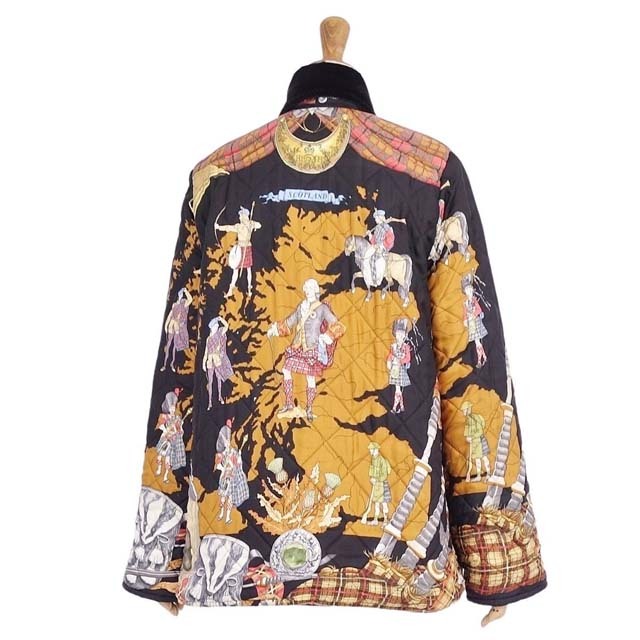 エルメス ジャケット コート リバーシブル シルク ベロア キルティング 総柄