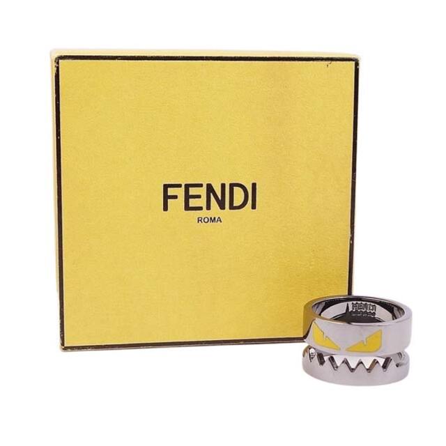 FENDI フェンディ　ブラックメタル　ロゴリング　Lサイズ