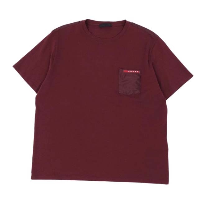 プラダ Tシャツ カットソー コットン ロゴ トップス メンズ XXL ボルドー