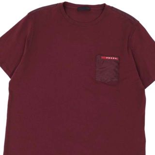 プラダ Tシャツ カットソー コットン ロゴ トップス メンズ XXL ボルドー