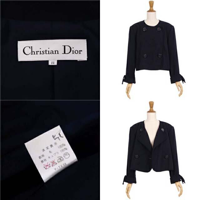 Christian Dior(クリスチャンディオール)のクリスチャンディオール ジャケット ノーカラー ダブルブレスト レディース 11 レディースのジャケット/アウター(ブルゾン)の商品写真