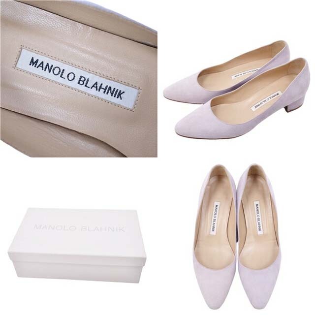 MANOLO BLAHNIK(マノロブラニク)のマノロ・ブラニク パンプス スウェードレザー チャンキーヒール シューズ 靴 レディースの靴/シューズ(ハイヒール/パンプス)の商品写真