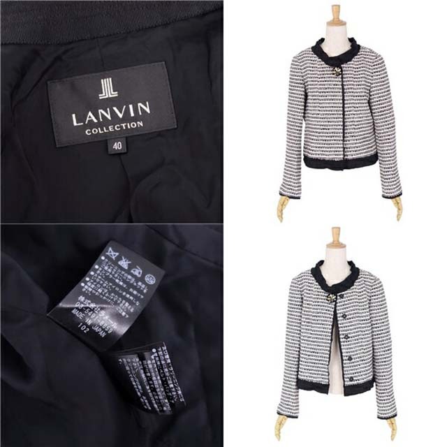 LANVIN(ランバン)のランバン COLLECTION ジャケット ノーカラー ツイード ウール混 レディースのジャケット/アウター(ブルゾン)の商品写真